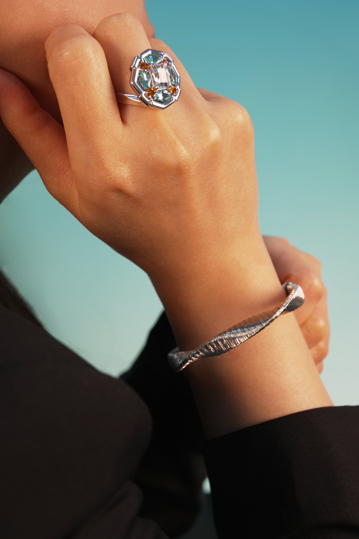 Kaleidoscope Silver Edge Ring