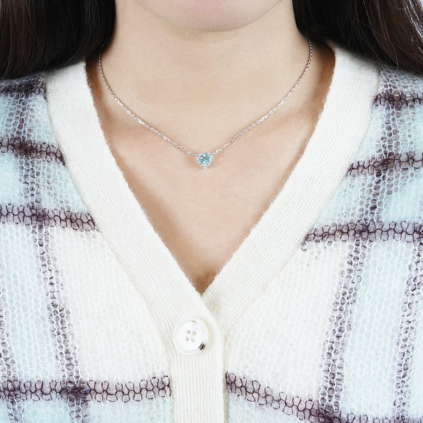 Dolly-Heart Necklace (Blue Topaz)