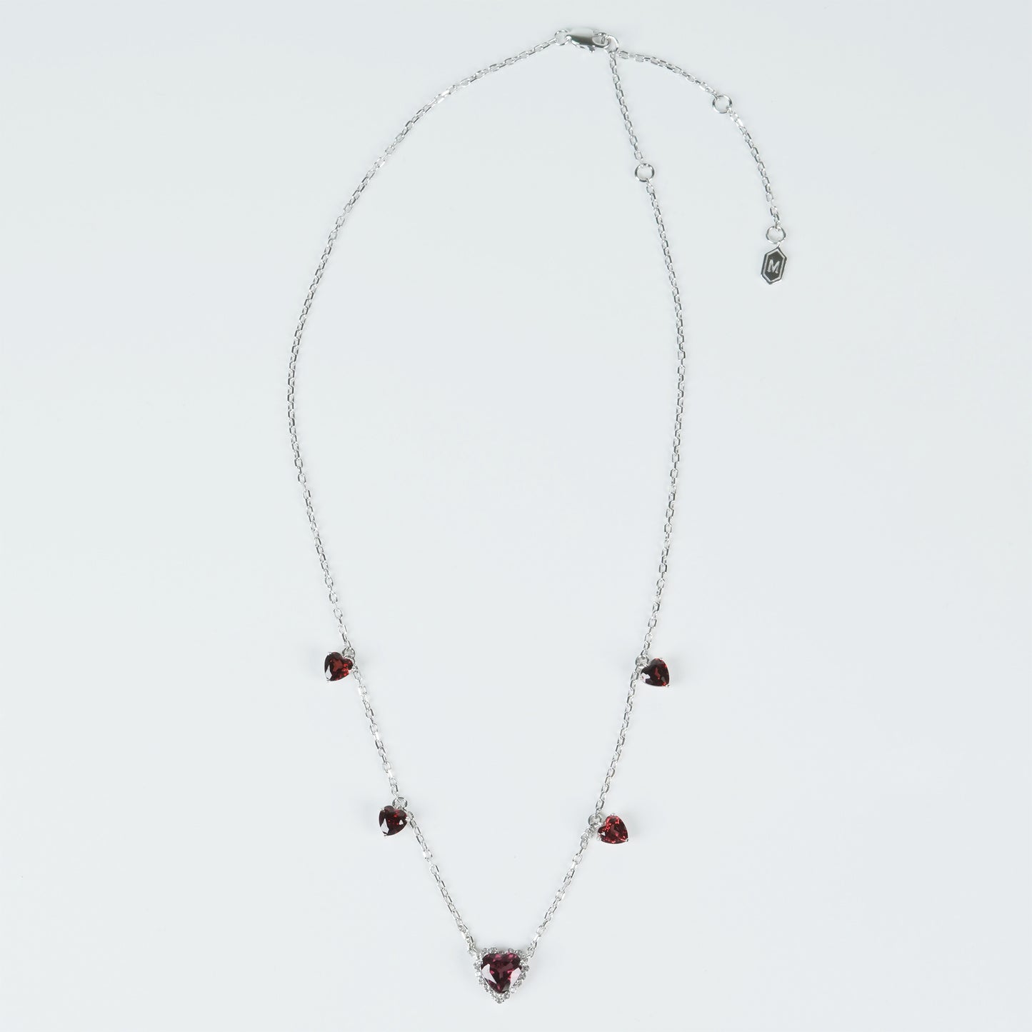 Dolly-Heart 5 Garnets Necklace