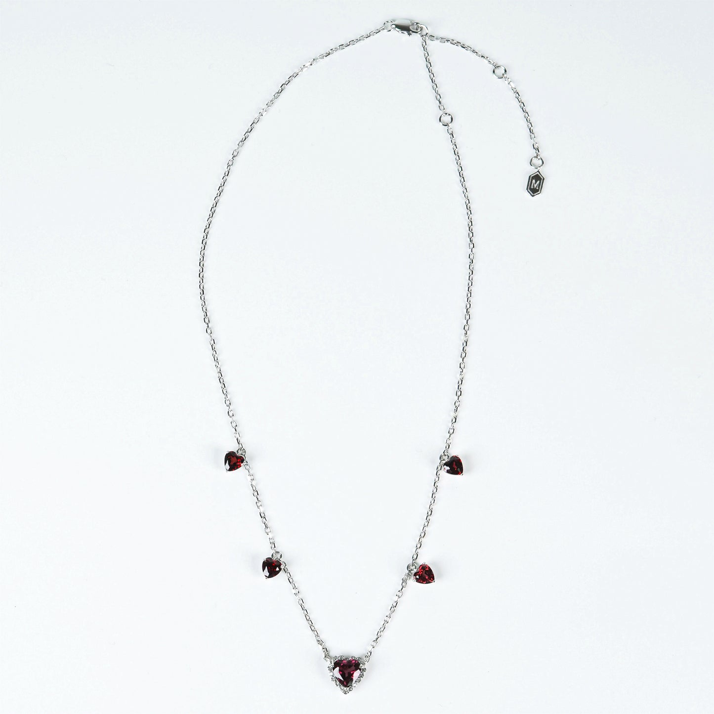 Dolly-Heart 5 Garnets Necklace