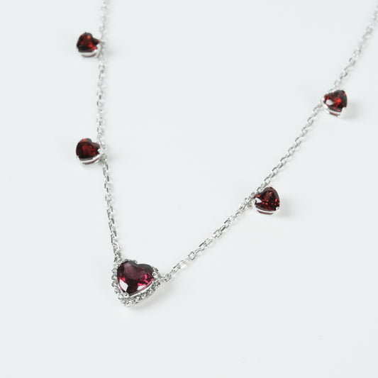 Dolly-Heart 5 Garnets Necklace