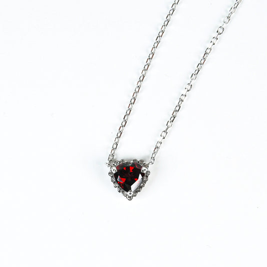 Dolly-Heart Garnet Necklace