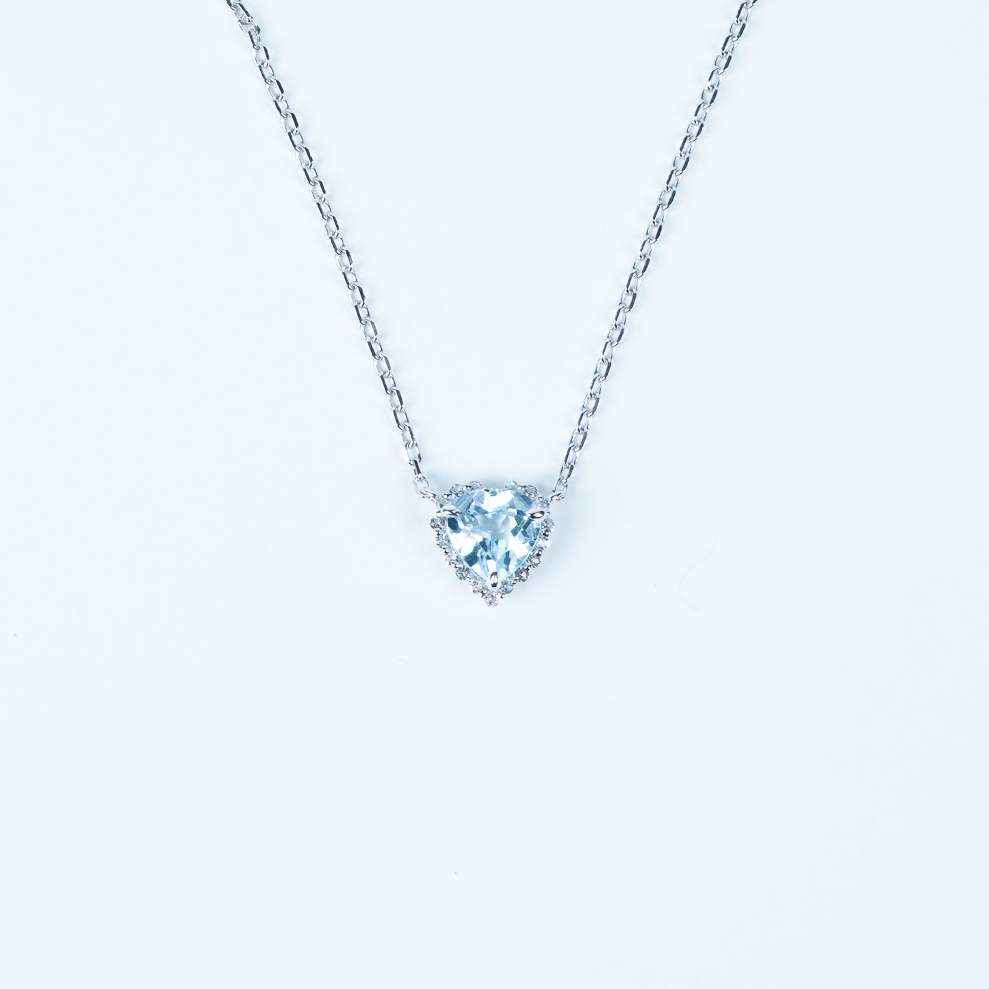 Dolly-Heart Necklace (Blue Topaz / White Topaz)