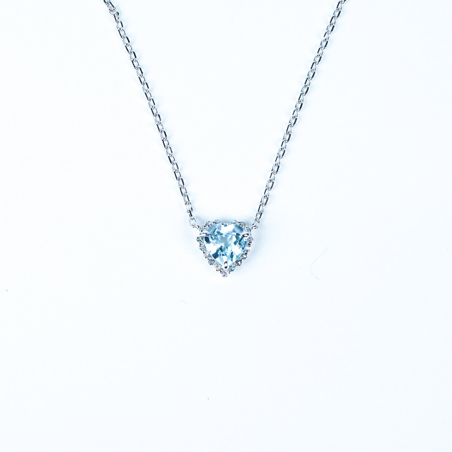 Dolly-Heart Necklace (Blue Topaz / White Topaz)