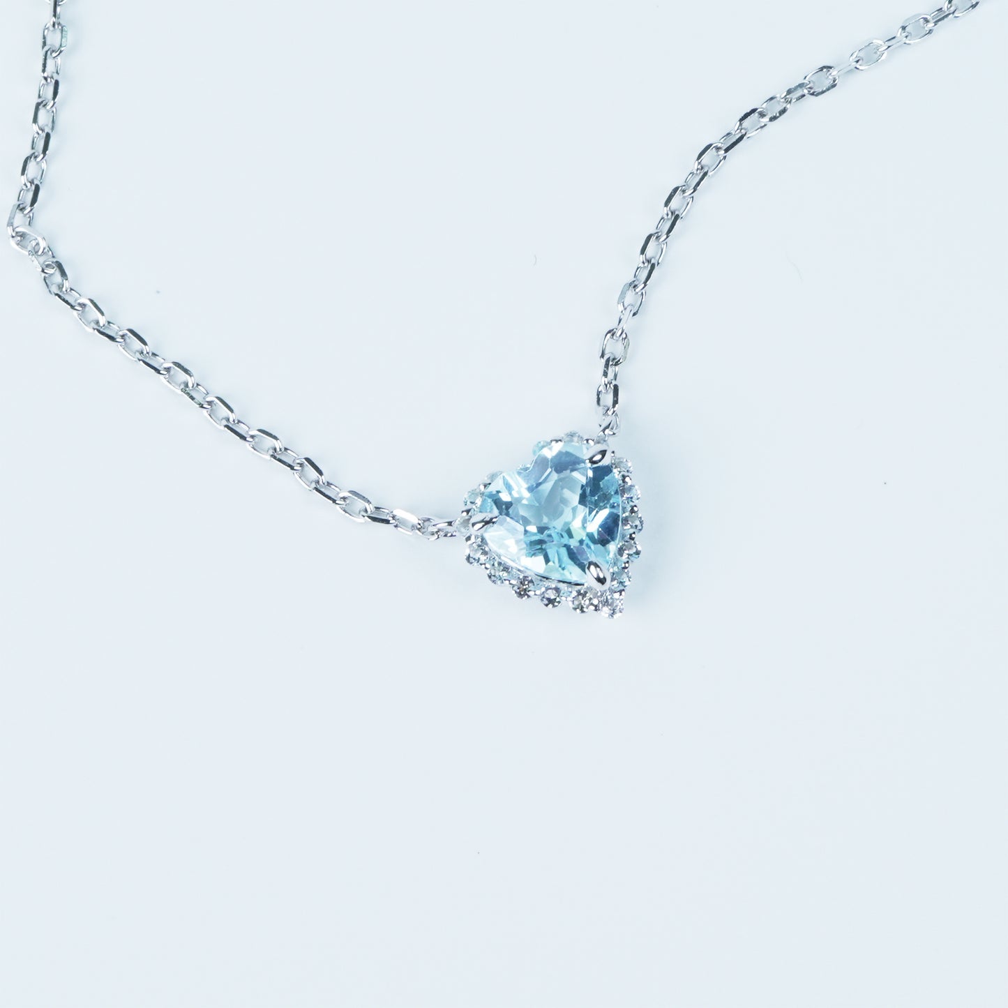 Dolly-Heart Necklace (Blue Topaz / White Topaz)