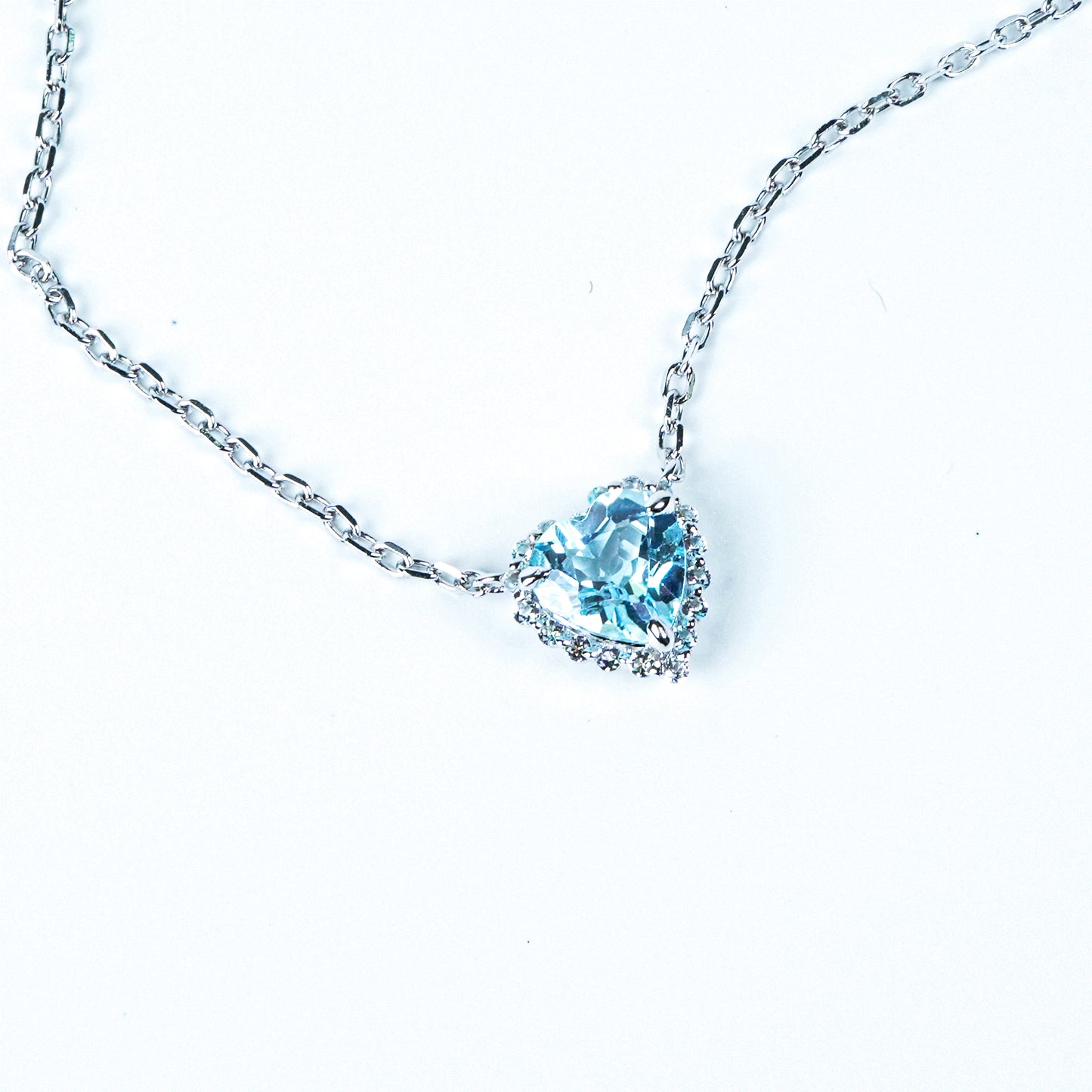 Dolly-Heart Necklace (Blue Topaz / White Topaz)