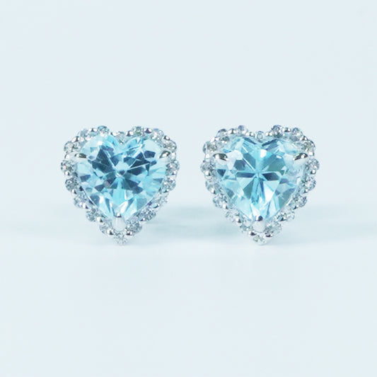 Dolly-Heart Blue Topaz Earrings