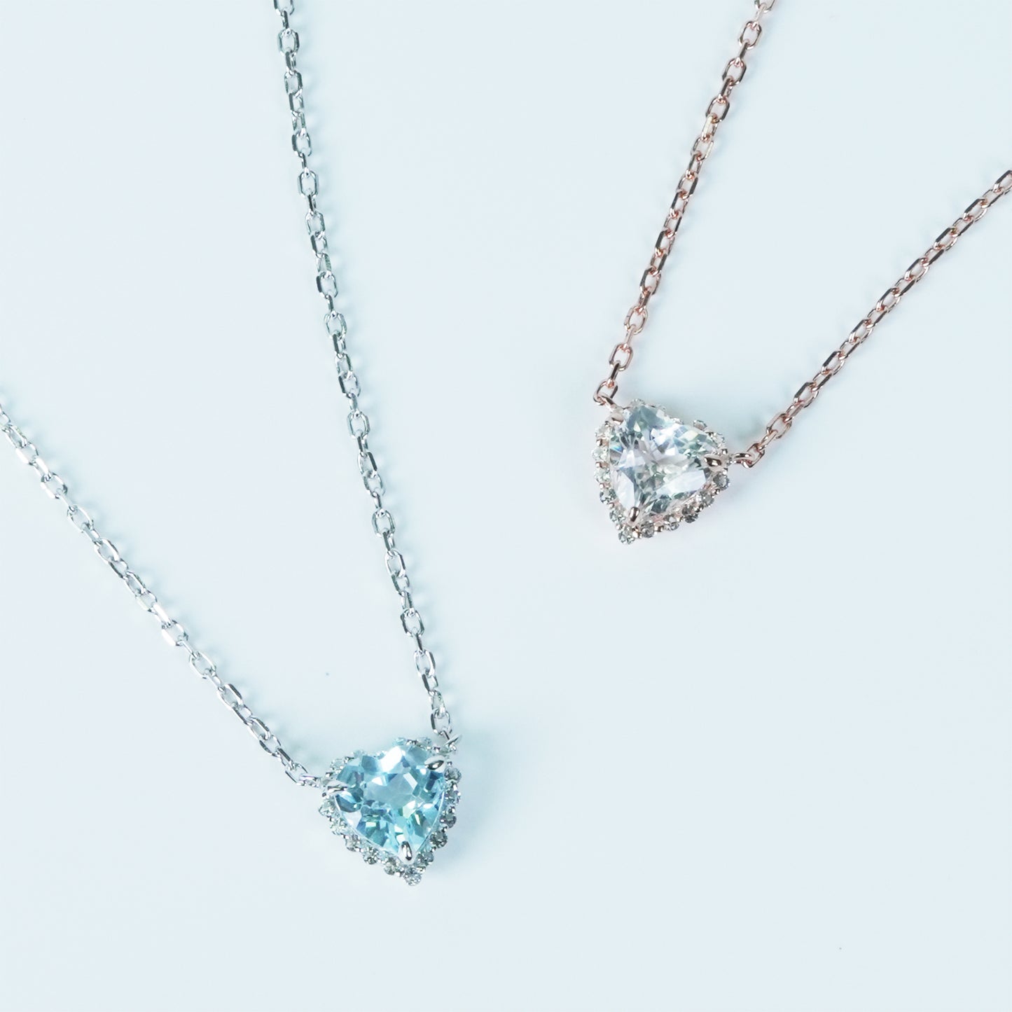Dolly-Heart Necklace (Blue Topaz / White Topaz)