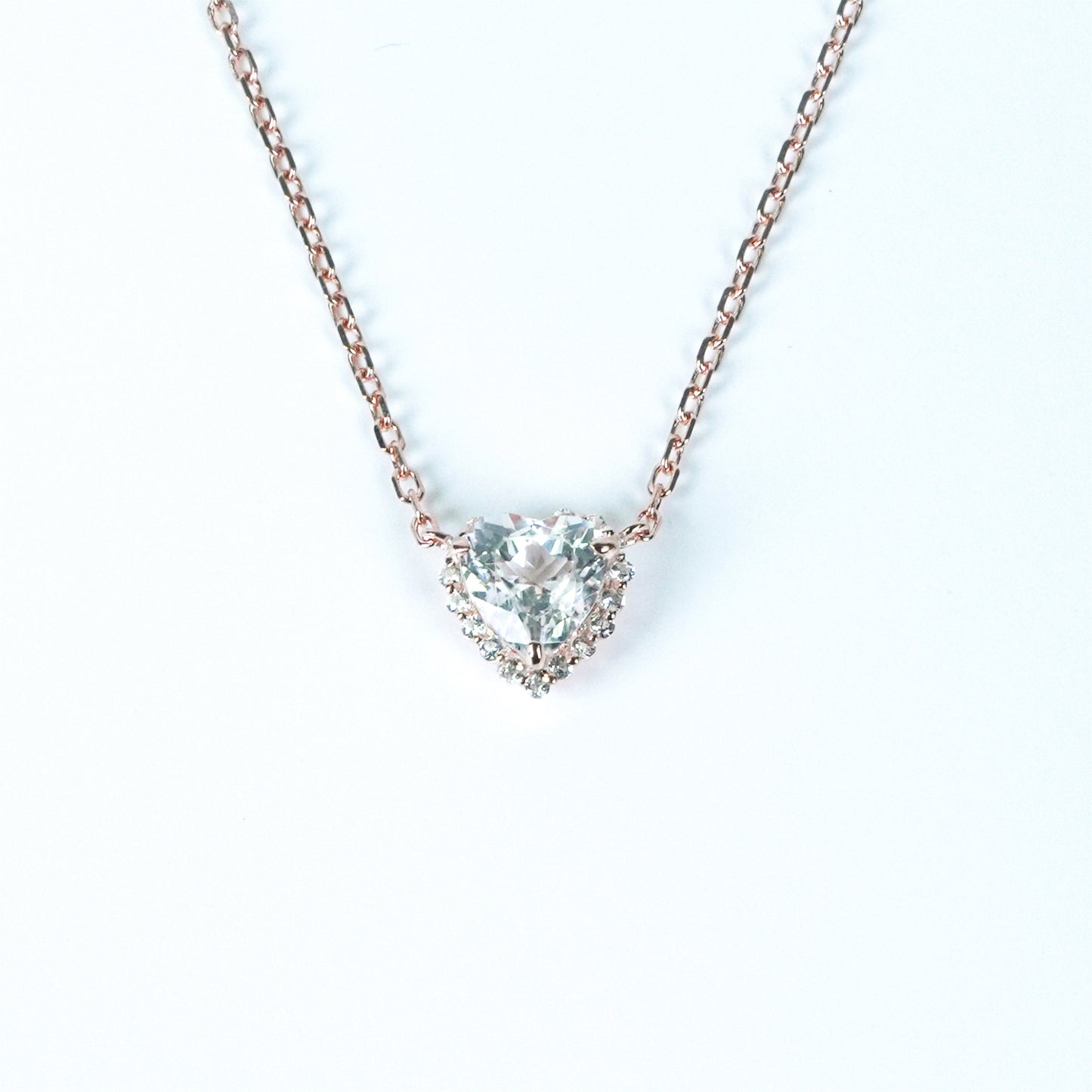 Dolly-Heart Necklace (Blue Topaz / White Topaz)