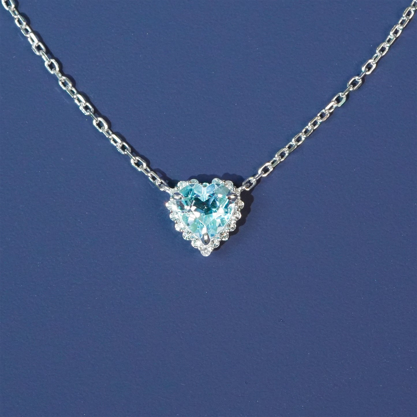 Dolly-Heart Necklace (Blue Topaz / White Topaz)