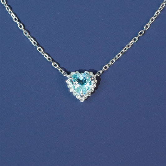 Dolly-Heart Necklace (Blue Topaz / White Topaz)
