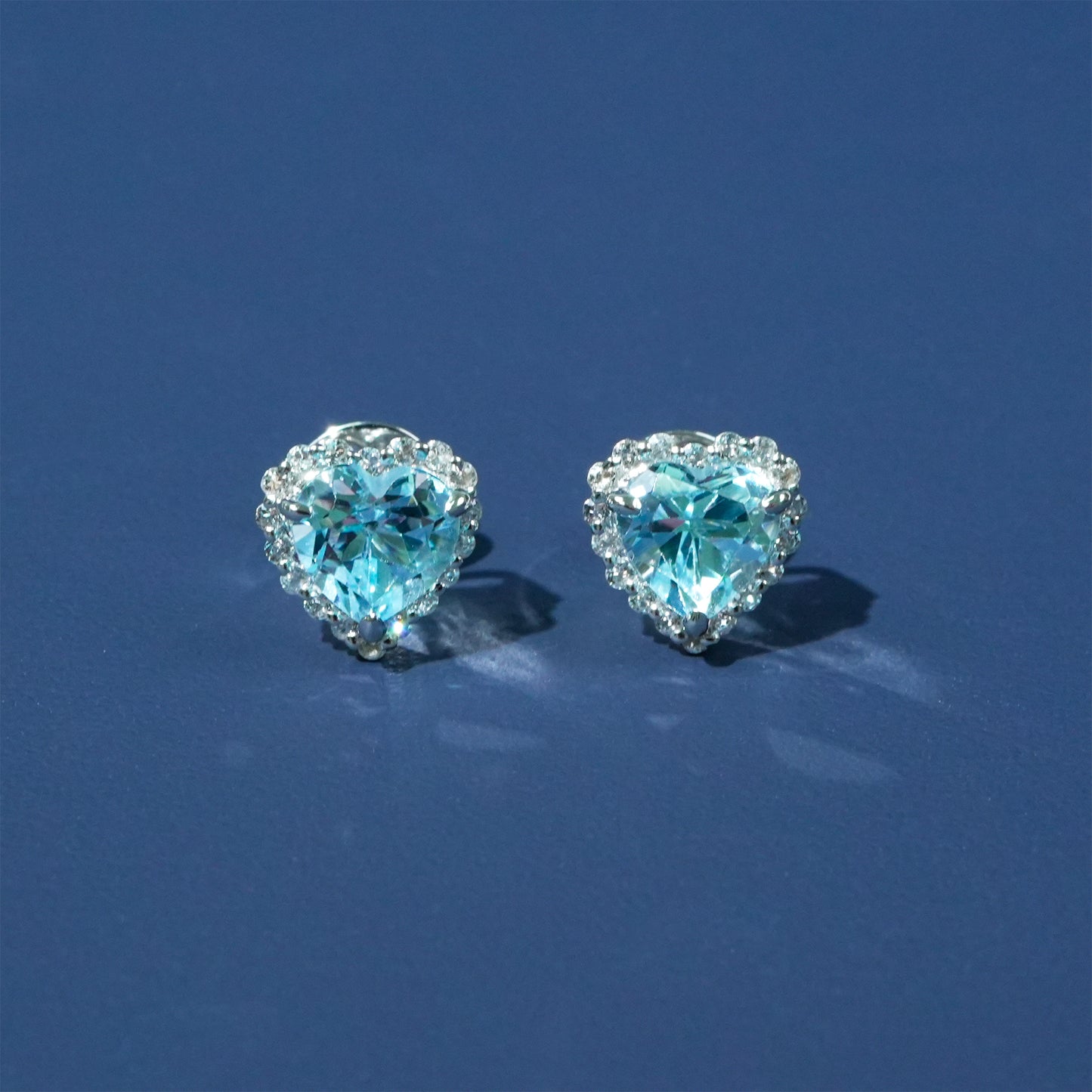 Dolly-Heart Blue Topaz Earrings
