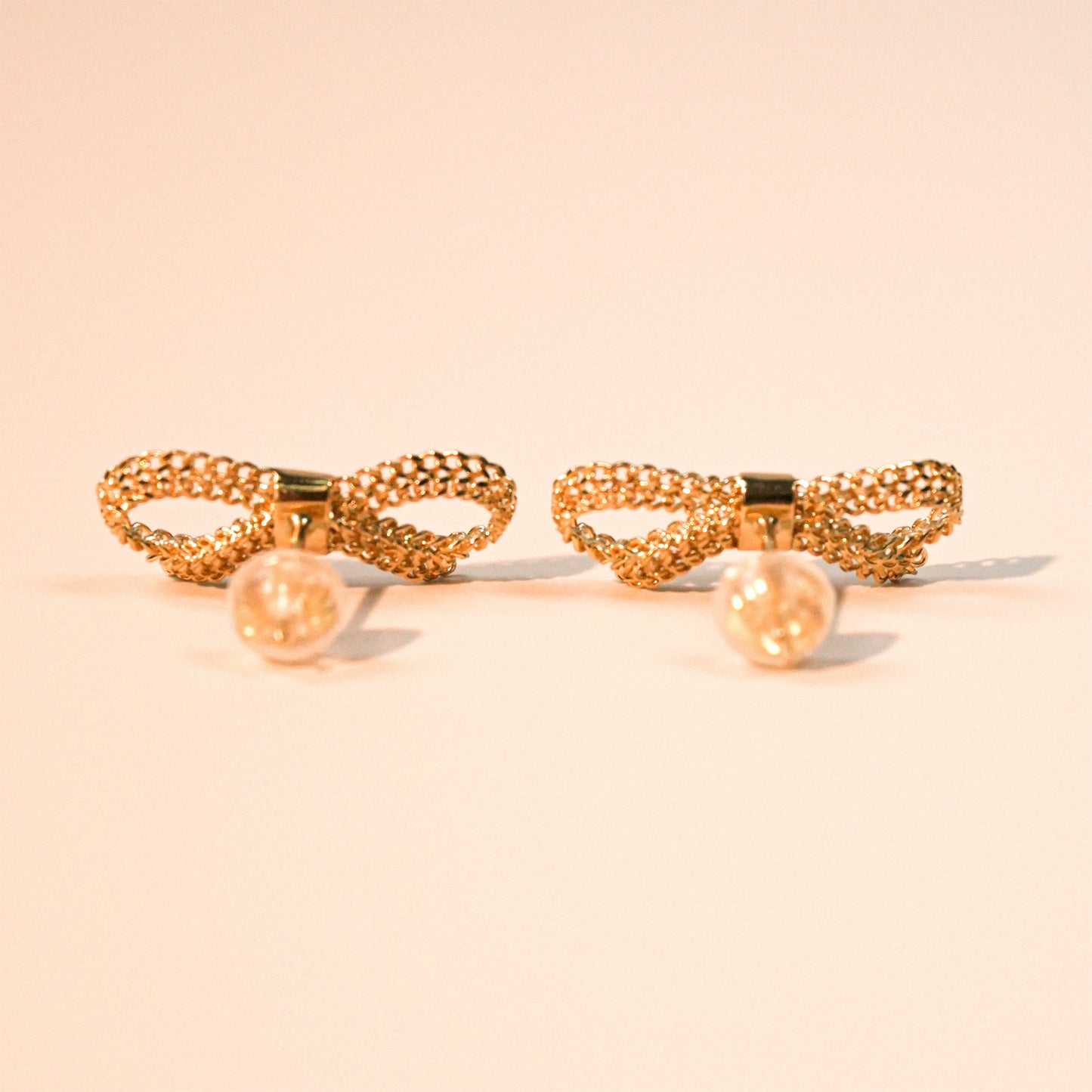 18K Gold Ribbon Bow Earrings