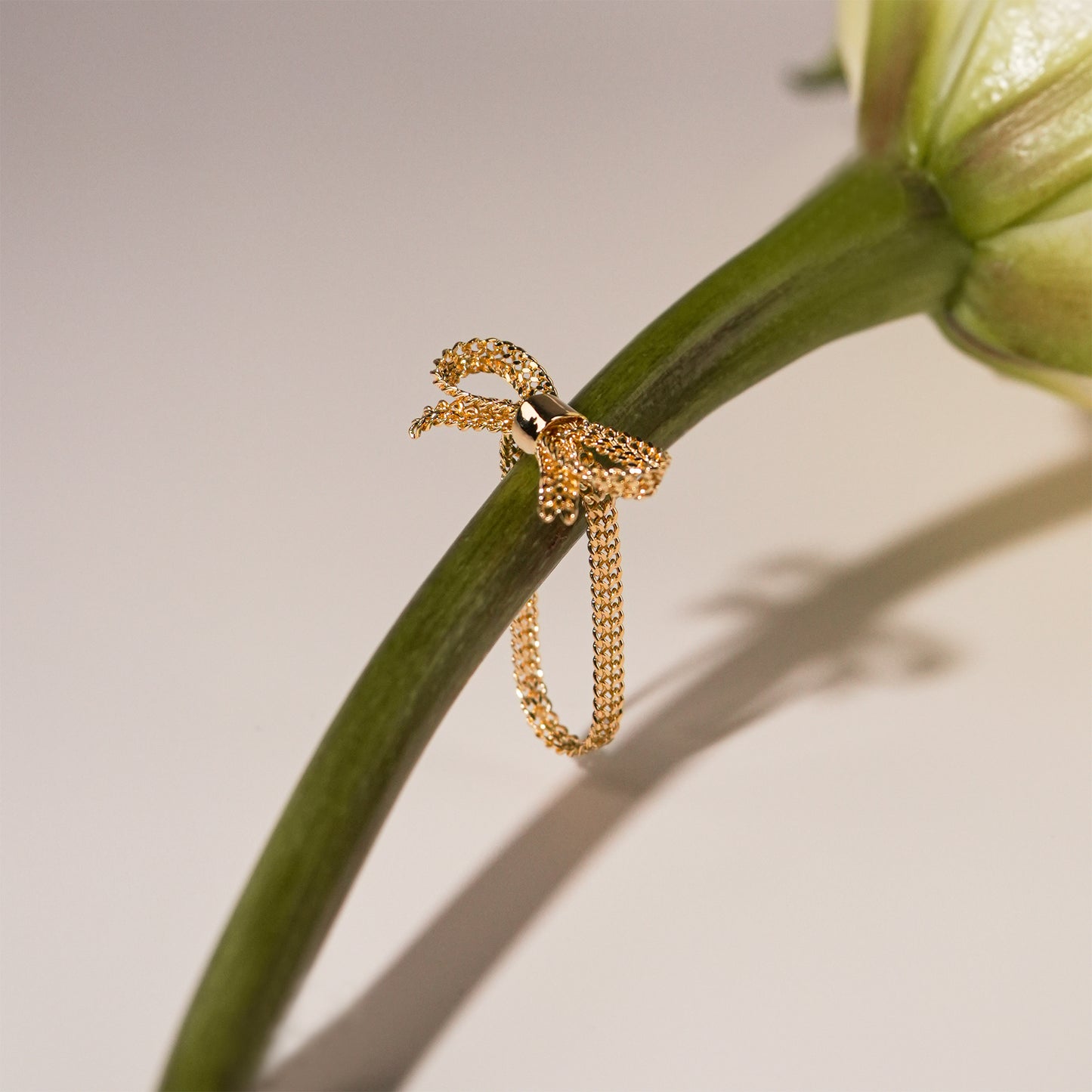 18K Gold Ribbon Bow Ring